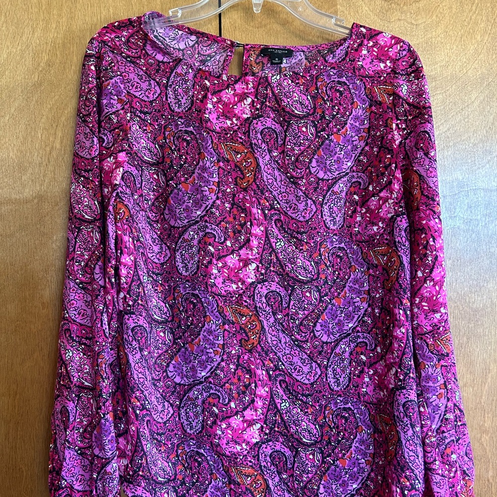 Ann Taylor Pink and Purple Paisley Blouse